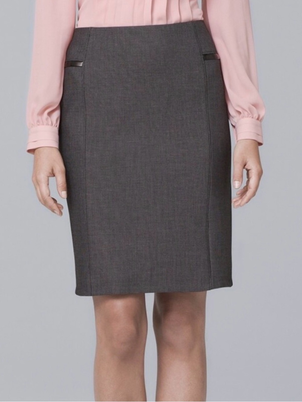 White House Black Market WHBM Black with White Pencil Skirt 14
